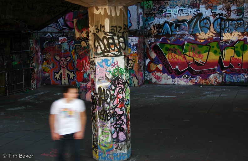 Graffiti and skater, South Bank