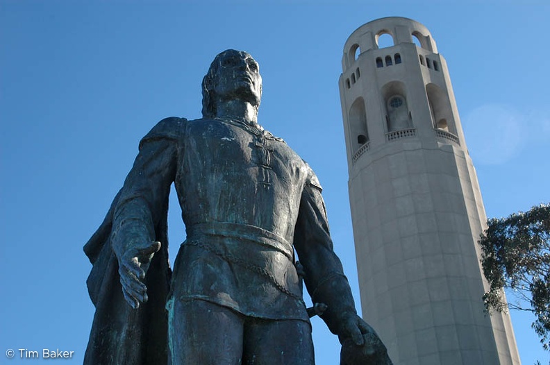 Columbus statue and Coit tower
