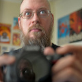 Self Portrait with new Nikon D7000 looking manic