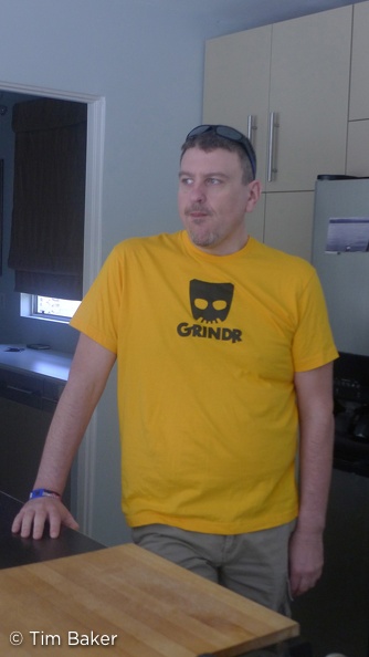 Scot in his Grindr shirt - all the bears wear yellow for the first day at least to spot each other!