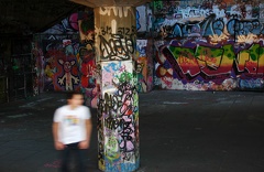 Graffiti and skater, South Bank